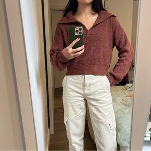Abercrombie brown collared polo sweater